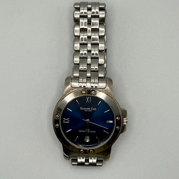 Kenneth Cole Men’s Watch Round Silver and Blue Working - Picture 6 of 6